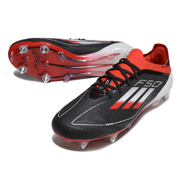 Adidas F50 Primeknit Elite Black White and Red Mixed Studs SG Football Boot