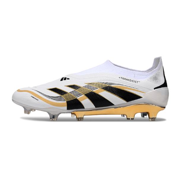 Adidas Predator 25 Elite Laceless White and Gold Firm Ground FG Football Boot
