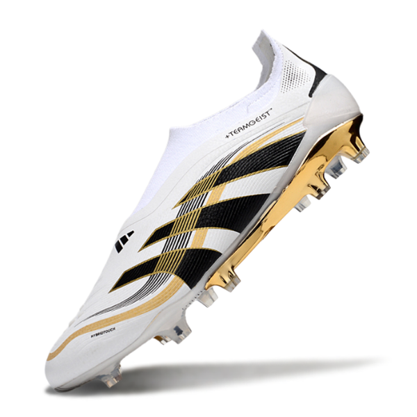 Adidas Predator 25 Elite Laceless White and Gold Firm Ground FG Football Boot