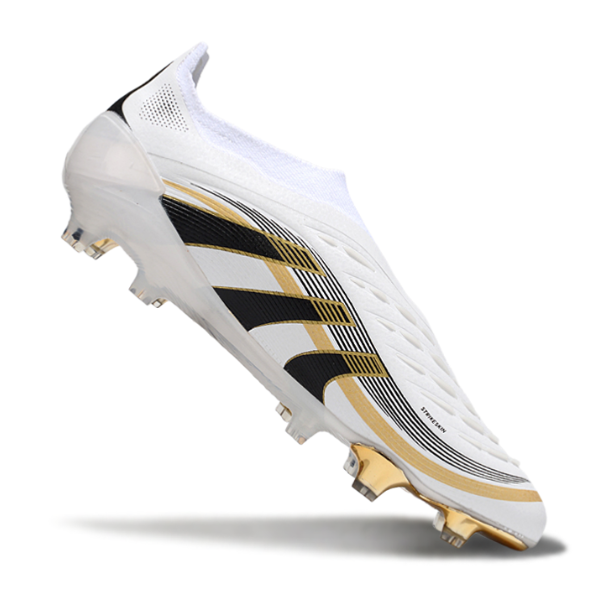 Adidas Predator 25 Elite Laceless White and Gold Firm Ground FG Football Boot