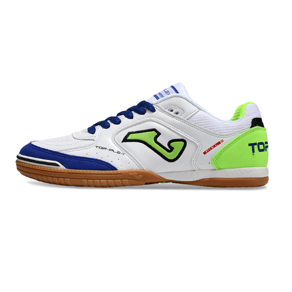 Joma Top Flex 24 IC White Blue and Green Indoor IC Football Boot