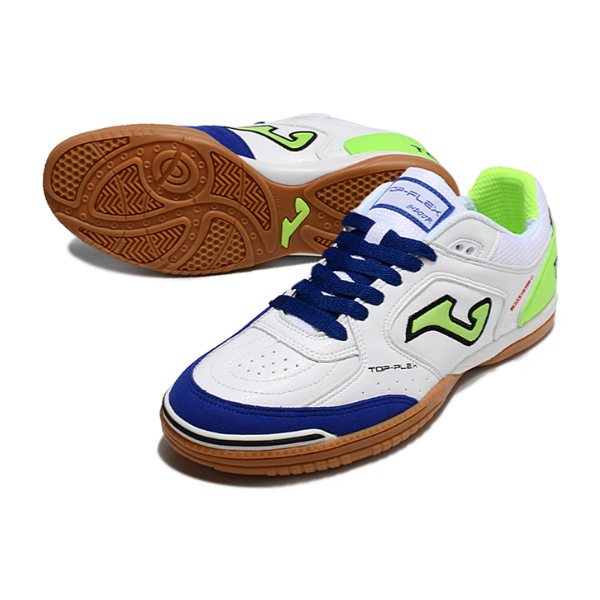 Joma Top Flex 24 IC White Blue and Green Indoor IC Football Boot