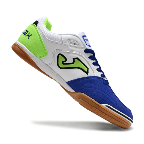 Joma Top Flex 24 IC White Blue and Green Indoor IC Football Boot