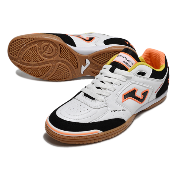 Joma Top Flex 24 IC White Black and Orange Indoor IC Football Boot