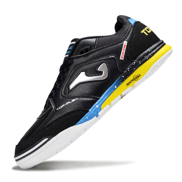 Joma Top Flex Rebound Black Blue and Yellow Indoor IC Football Boot