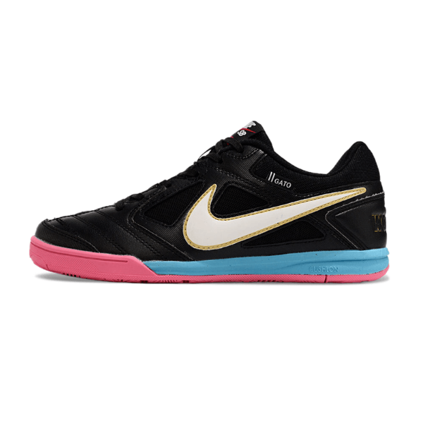 Chuteira Futsal Nike SB Gato X Supreme IC Preta, Rosa e Azul