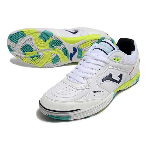 Joma Top Flex 24 IC White Green and Yellow Futsal Football Boot