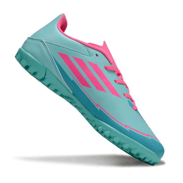 Chuteira Society Adidas F50 Club TF Messi Light Blue and Pink Turf TF Football Boot