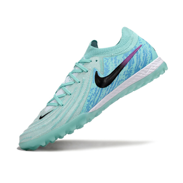 Chuteira Society Nike Phantom GX2 Elite Light Blue and Black Turf TF Football Boot