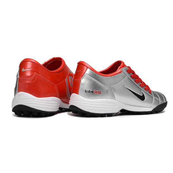 Chuteira Society Nike Total 90 III Turf TF Silver and Red Football Boot