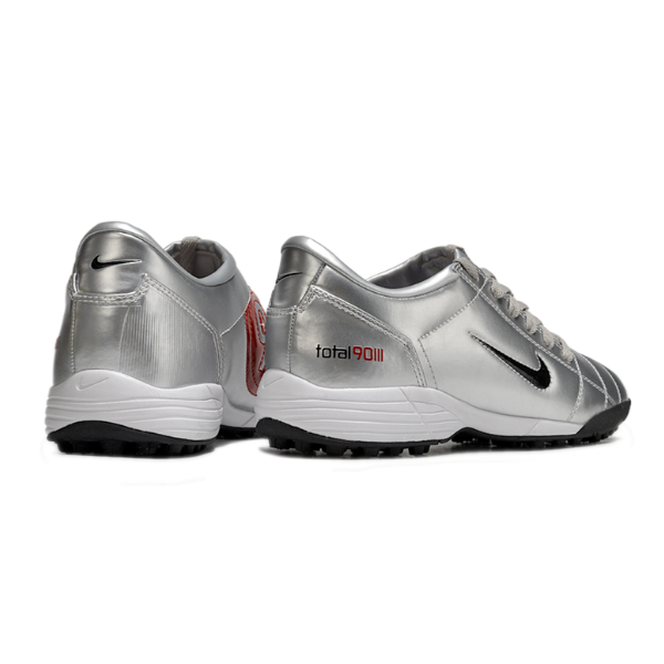 Chuteira Society Nike Total 90 III Silver Black and Red Turf TF Football Boot