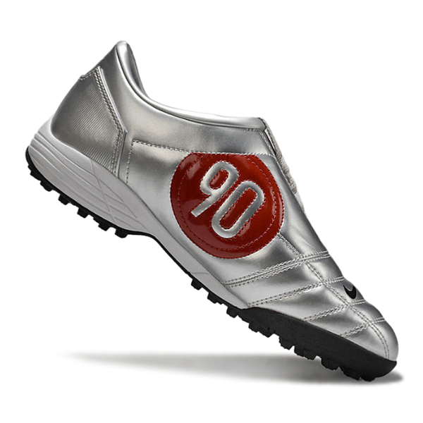 Chuteira Society Nike Total 90 III Silver Black and Red Turf TF Football Boot