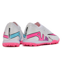 Chuteira Society Nike Zoom Mercurial Vapor 15 Elite White Pink and Blue Turf TF Football Boot