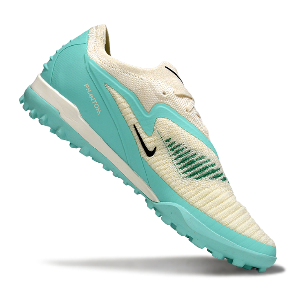 Chuteira Society Nike Phantom 6 Elite White and Light Blue Turf TF Football Boot