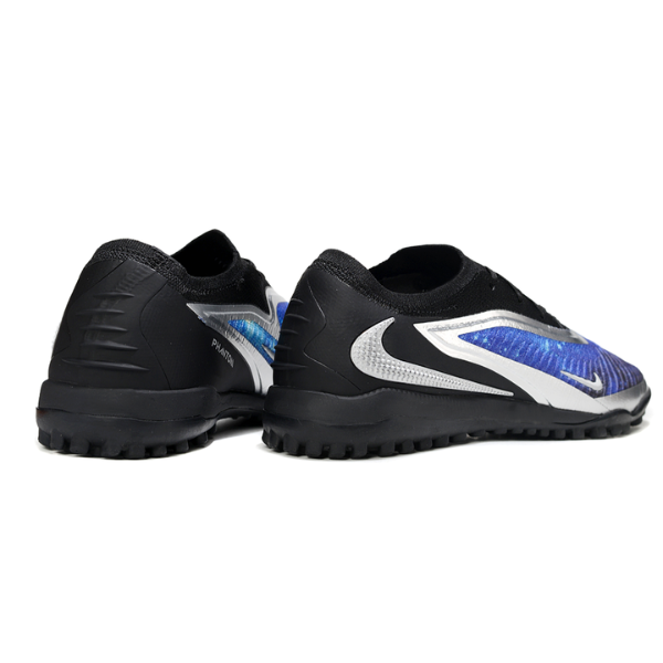 Chuteira Society Nike Phantom 6 Elite Black Blue and Silver Turf TF Football Boot