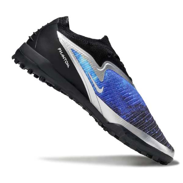 Chuteira Society Nike Phantom 6 Elite Black Blue and Silver Turf TF Football Boot