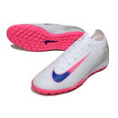 Chuteira Society Nike Zoom Mercurial Vapor 16 Elite White Pink and Blue Turf TF Football Boot